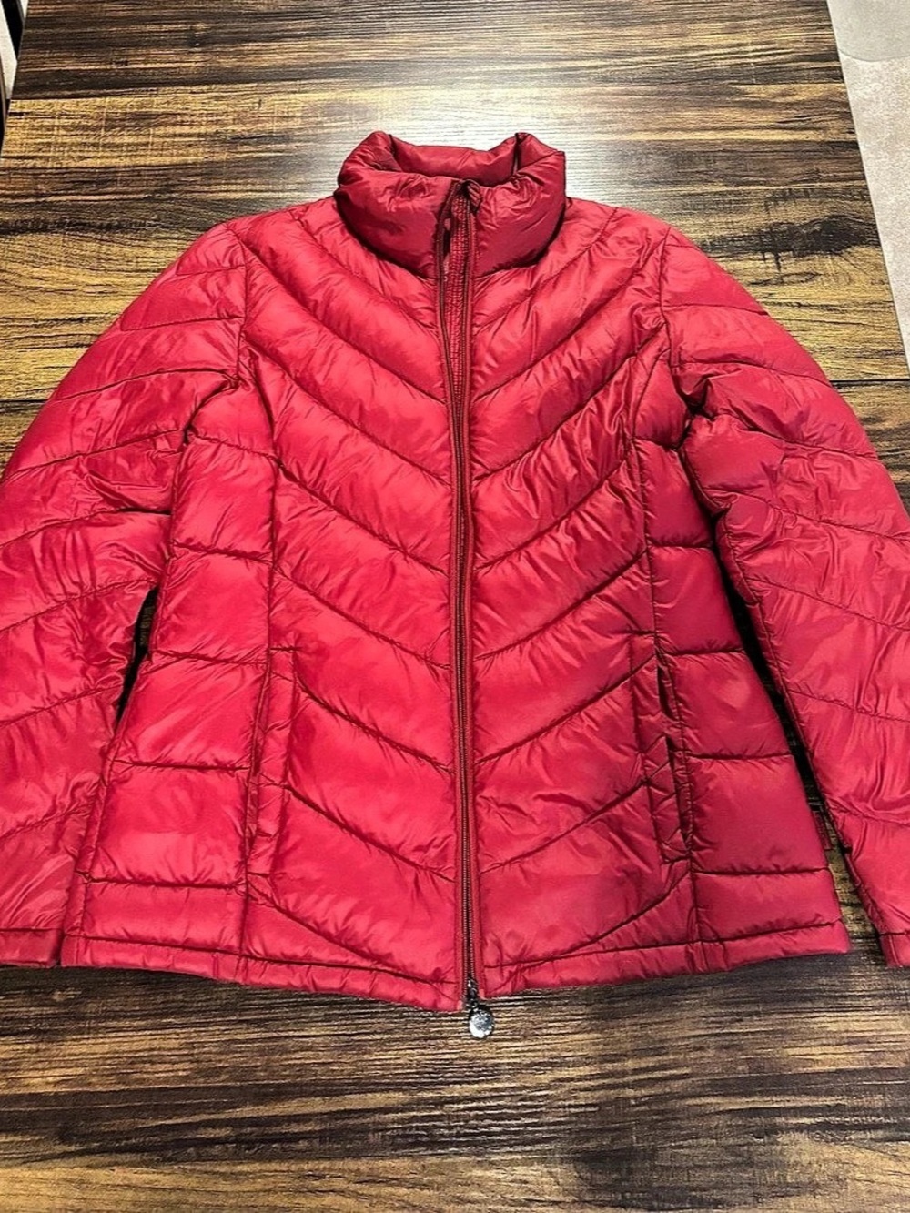 Calvin Klein Mock Neck Puffer Jacket Packable Down Red Small